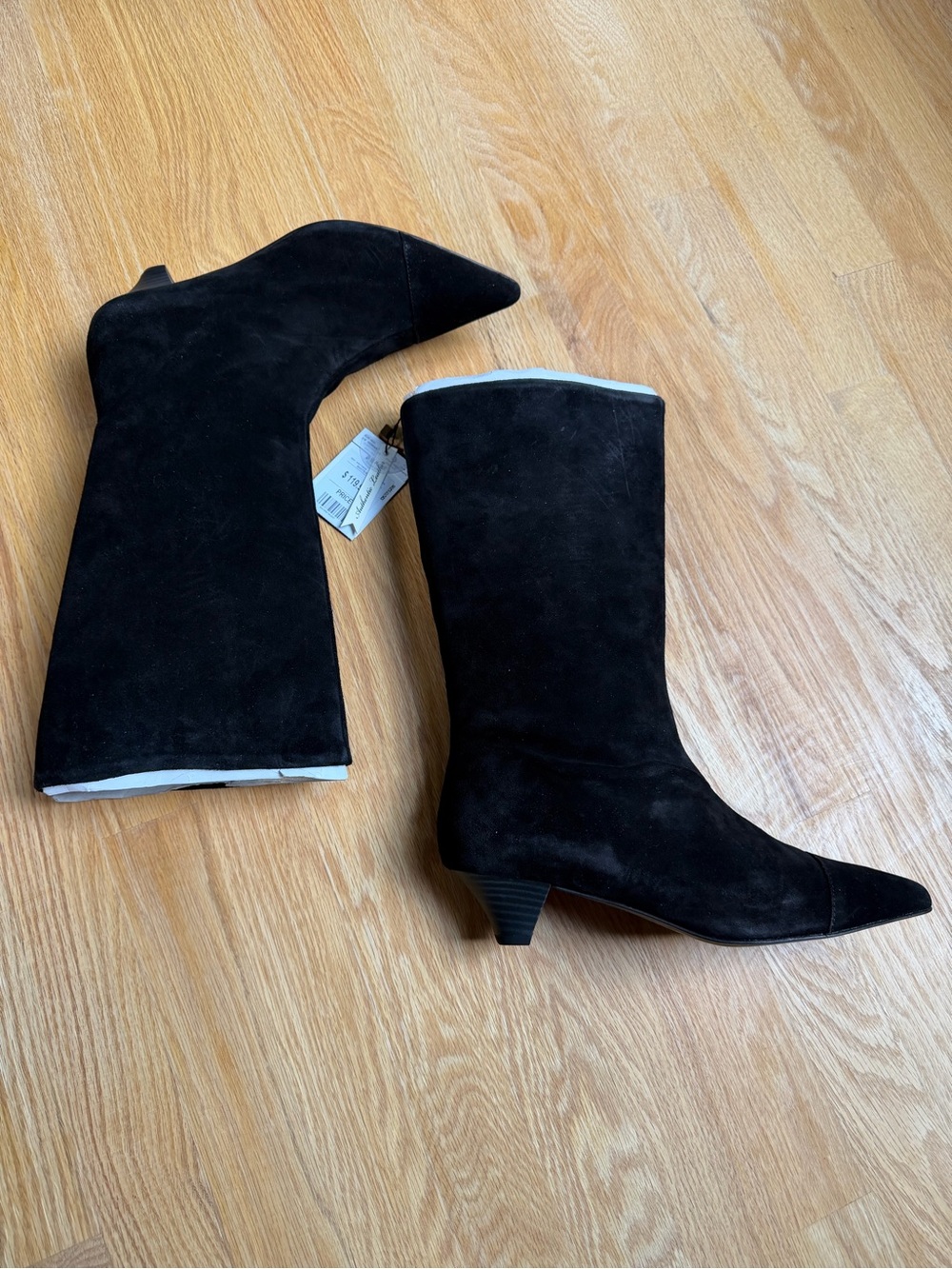 NWT Mango "Ruth" Black Suede Pointed Kitten Heel Boots (EU 41 / US 9.5-10)